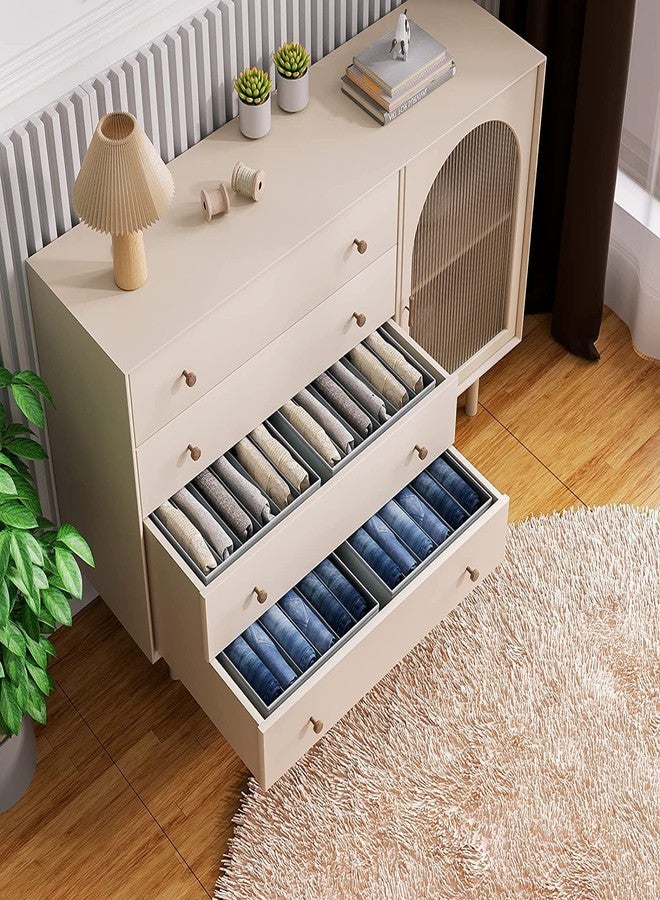 TEKCOOL منظم خزانة ملابس TEKCOOL مكون من 6 قطع، صندوق تخزين لتنظيم الملابس، منظم خزانة للملابس، منظم أدراج للقمصان والسراويل والتيشيرتات والجينز، اللون رمادي - Image 2